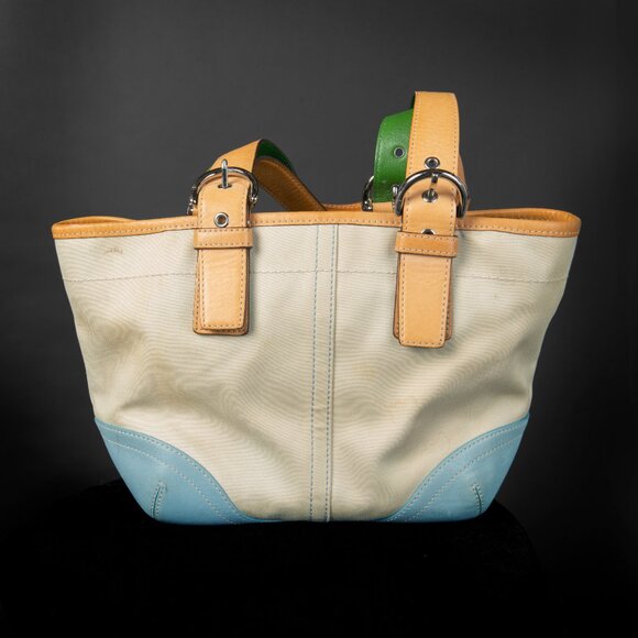 COACH Hampton Soho Canvas Tote Bag Cream - Picture 2 of 16